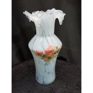 Vintage Art Glass Vase Ruffled Lip Shouldered Circa 1950s